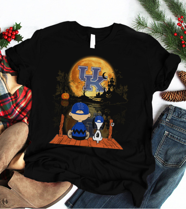 Kentucky Wildcats Halloween Full Moon Reflection Peanuts Characters 495 L1TTT T-Shirt