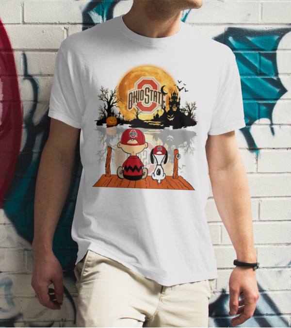 Ohio State Buckeyes Halloween Moon Charlie And Snoopy 495 T-Shirt