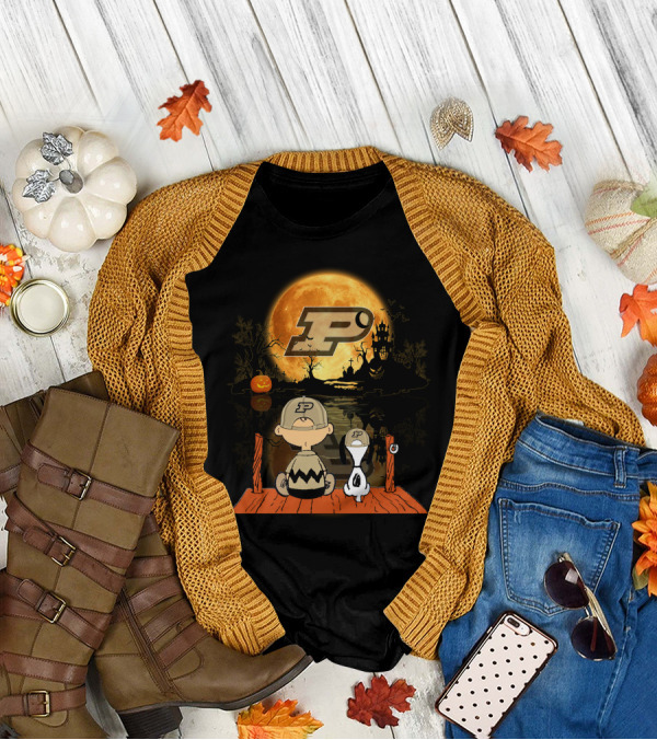 Purdue Boilermakers Halloween Moon Charlie Snoopy 495 L1TTT T-Shirt