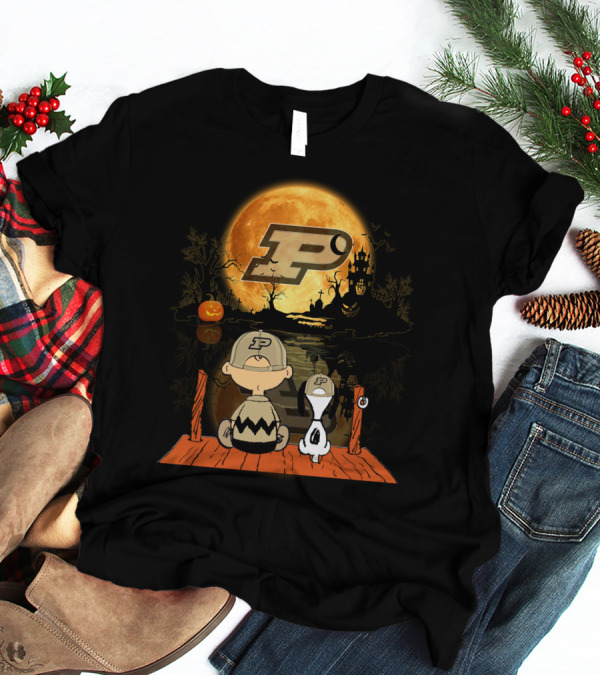 Purdue Boilermakers Halloween Moon Charlie Snoopy 495 L1TTT T-Shirt
