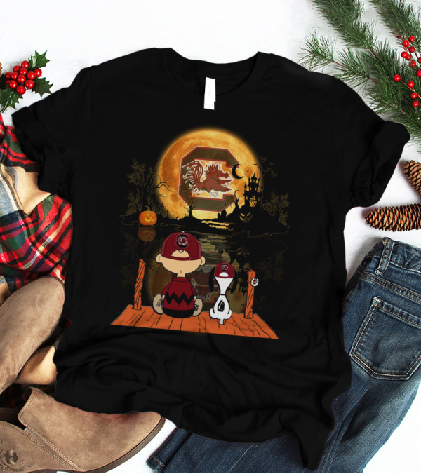 South Carolina Gamecocks Halloween Moonlit Reflection With Characters 495 L1TTT T-Shirt