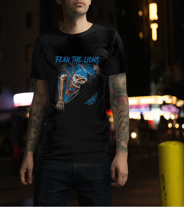 Fear The Lions Detroit Lions Skeleton 515NFL L1MTH T-Shirt