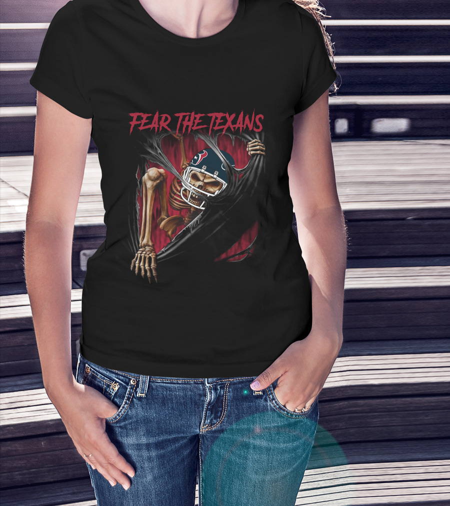 Fear The Texans Skeleton Nfl Football Theme Houston Texans 515Nfl L1Mth T-Shirt