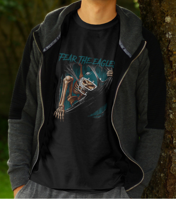 Fear The Eagles Philadelphia Football Skeleton Ripping Through NFL L1MTH T-Shirt