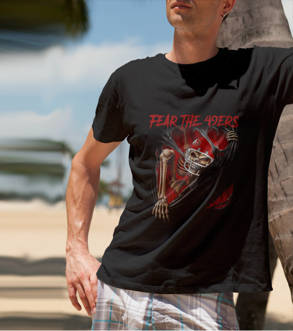 Fear The 49ers Skeleton NFL L1MTH San Francisco 515NFL T-Shirt