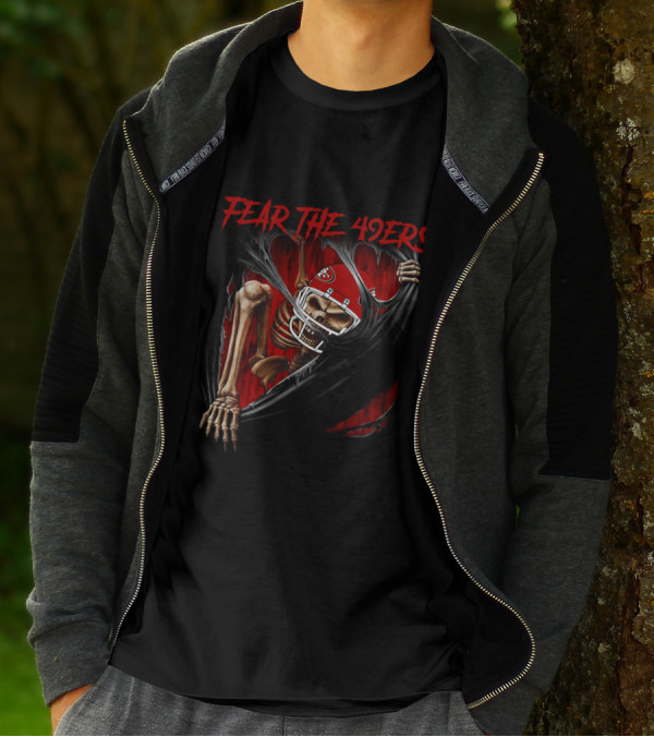 Fear The 49ers Skeleton NFL L1MTH San Francisco 515NFL T-Shirt