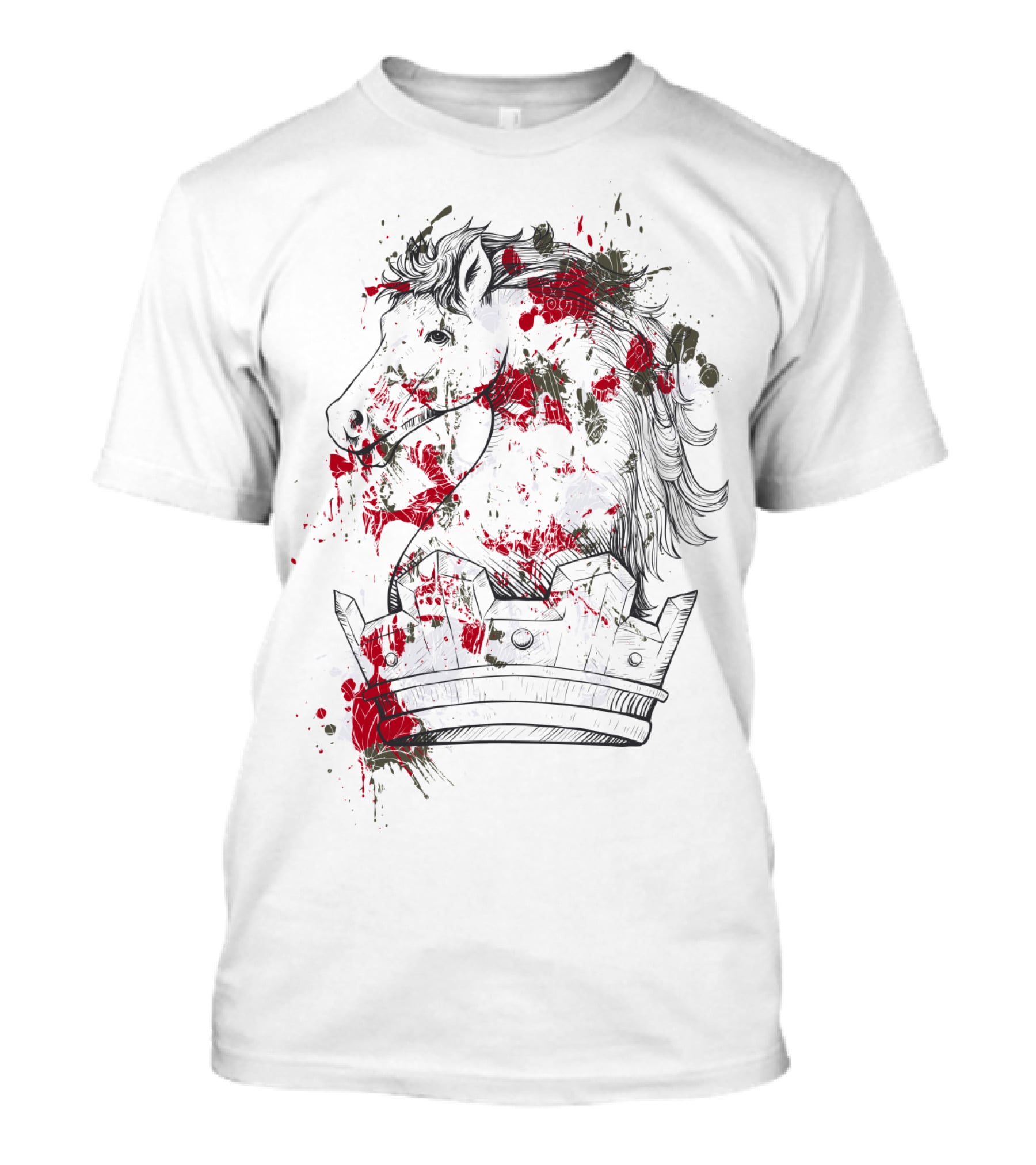 Horse Crown Art Blood Splatter T-Shirt