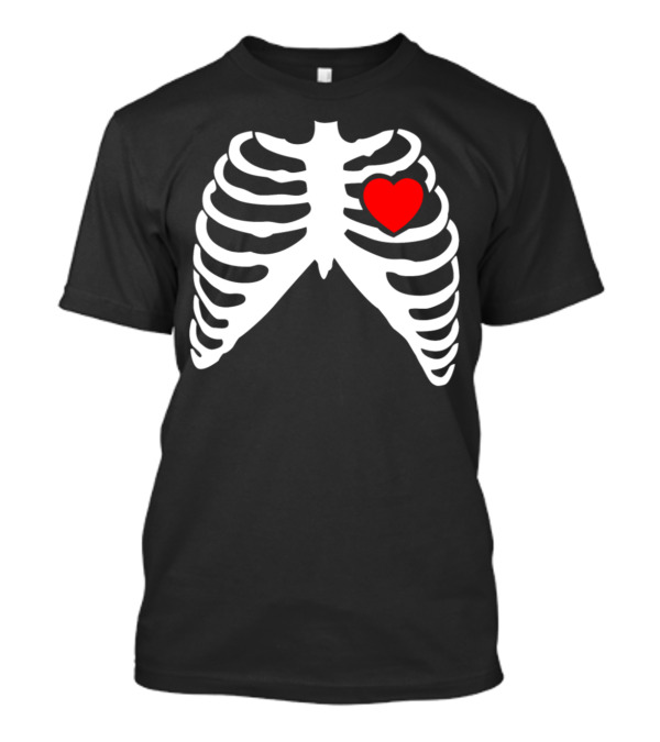 Halloween Pregnant Skeleton Xray With Red Heart T-Shirt