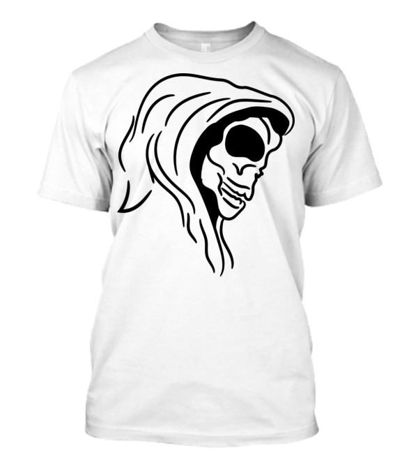 Cool Death Evil Skeleton Skull In Hood Tattoo T-Shirt