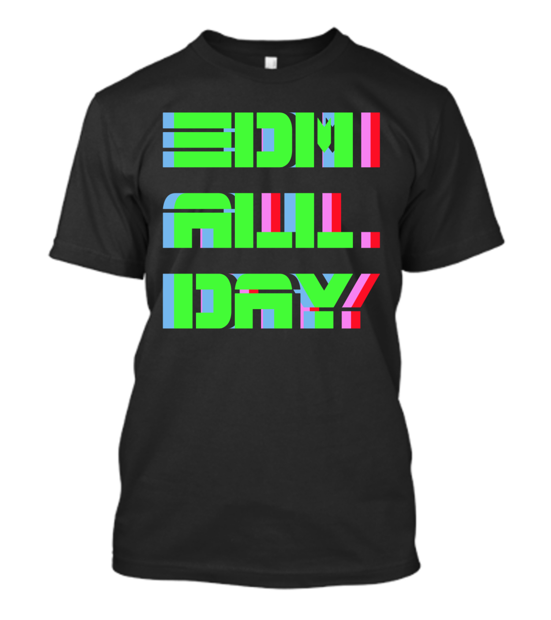EDM All Day Neon Anaglyph Style Rave T-Shirt