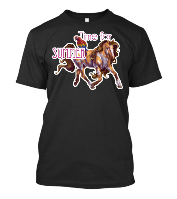 Time For Summer Horse And Parrot Adventure T-Shirt