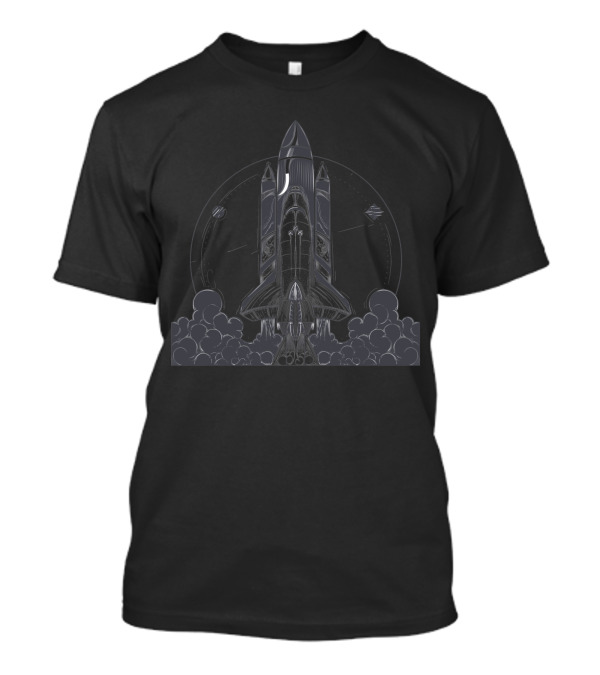 Roket Space Shuttle Launch With Planetary Elements T-Shirt