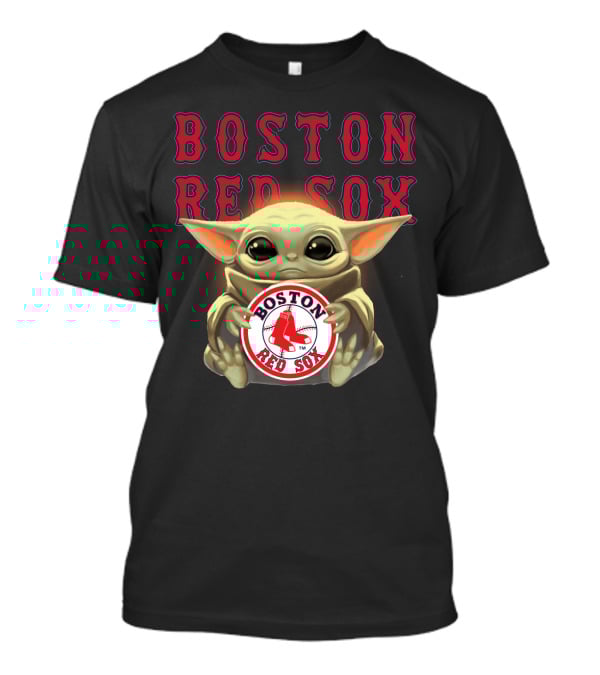 Boston Red Sox Baby Yoda Hugging Red Sox Emblem T-Shirt