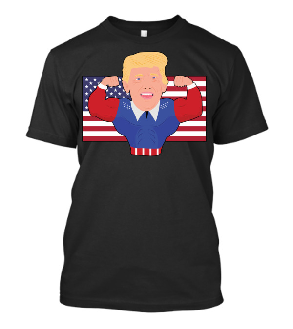 Pro Donald Trump Flexing Muscles Over USA Flag Republican T-Shirt