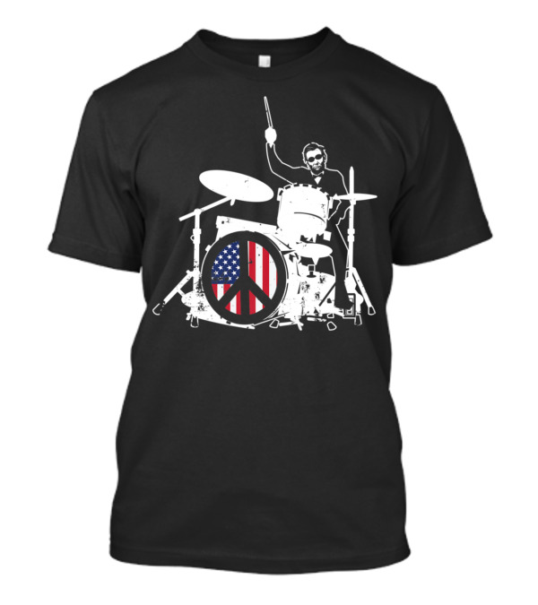 Abraham Lincoln Drumming With American Flag Peace T-Shirt