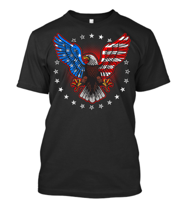 American Flag Eagle Surrounded By Stars Patriotic Freedom T-Shirt