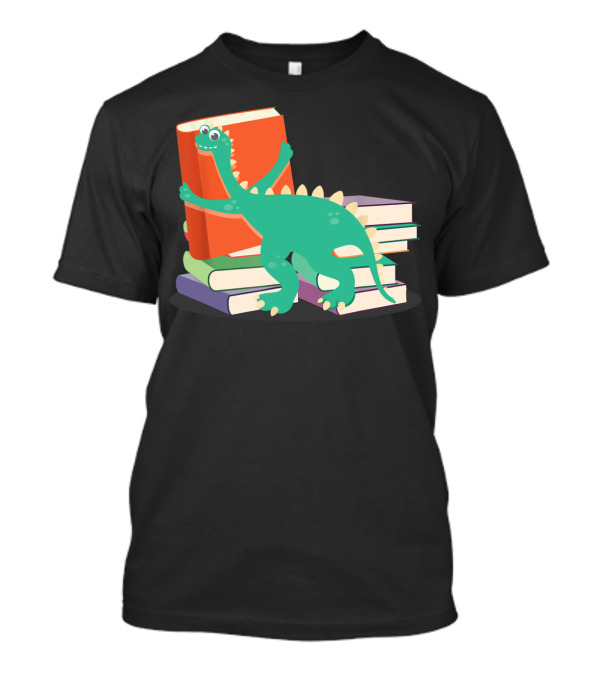 Cute Literary Dinosaur Book Lover Hugging Books T-Shirt