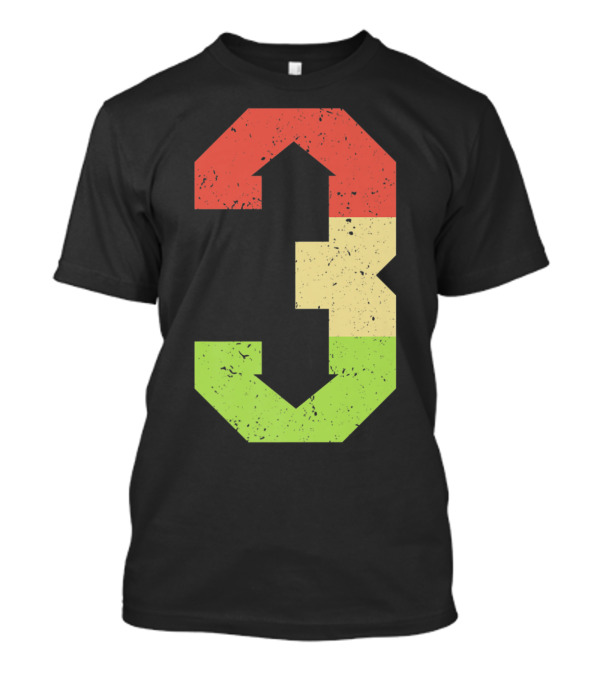 3 Up 3 Down Vintage Distressed Baseball Red Yellow Green T-Shirt