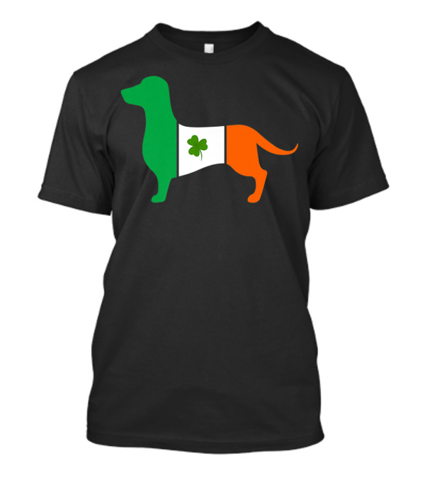 Dachshund St Patricks Day Irish Clover Flag Dog T-Shirt