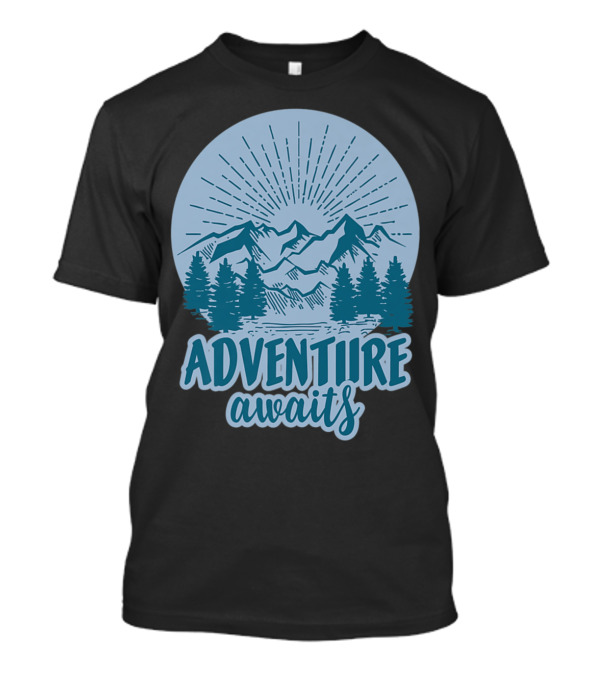 Adventure Awaits Women's Cute Outdoor Camping Mountains And Trees T-Shirt
