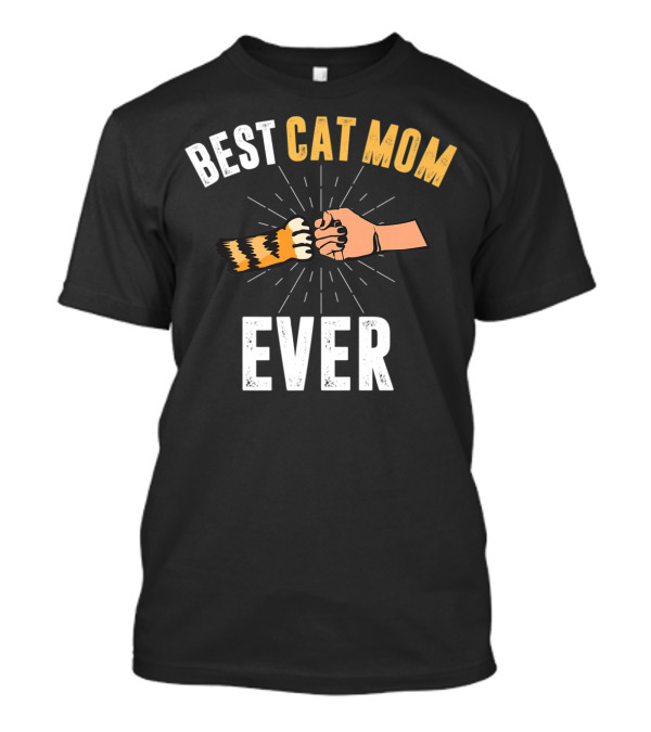 Best Cat Mom Ever Distressed Paw Bump T-Shirt