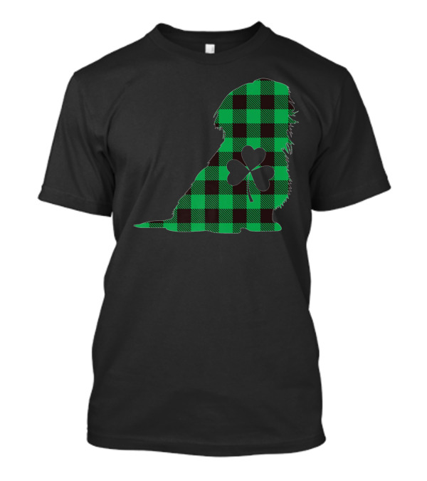 Shih Tzu Patrick's Day Funny Dog With Plaid Shamrock T-Shirt