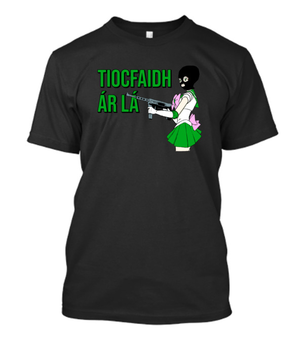 Tiocfaidh Ár Lá Balaclava Anime Character With Weapon T-Shirt