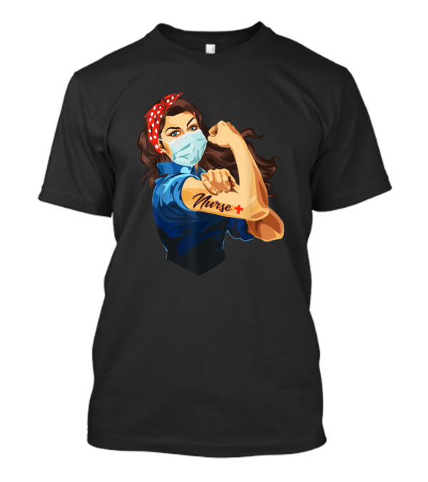 Rosie The Riveter Nurse Mask Tattoo T-Shirt