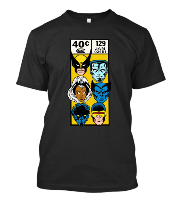 40c CC Xmen 129 Jan Yellow Box Wolverine Storm Beast Cyclops T-Shirt