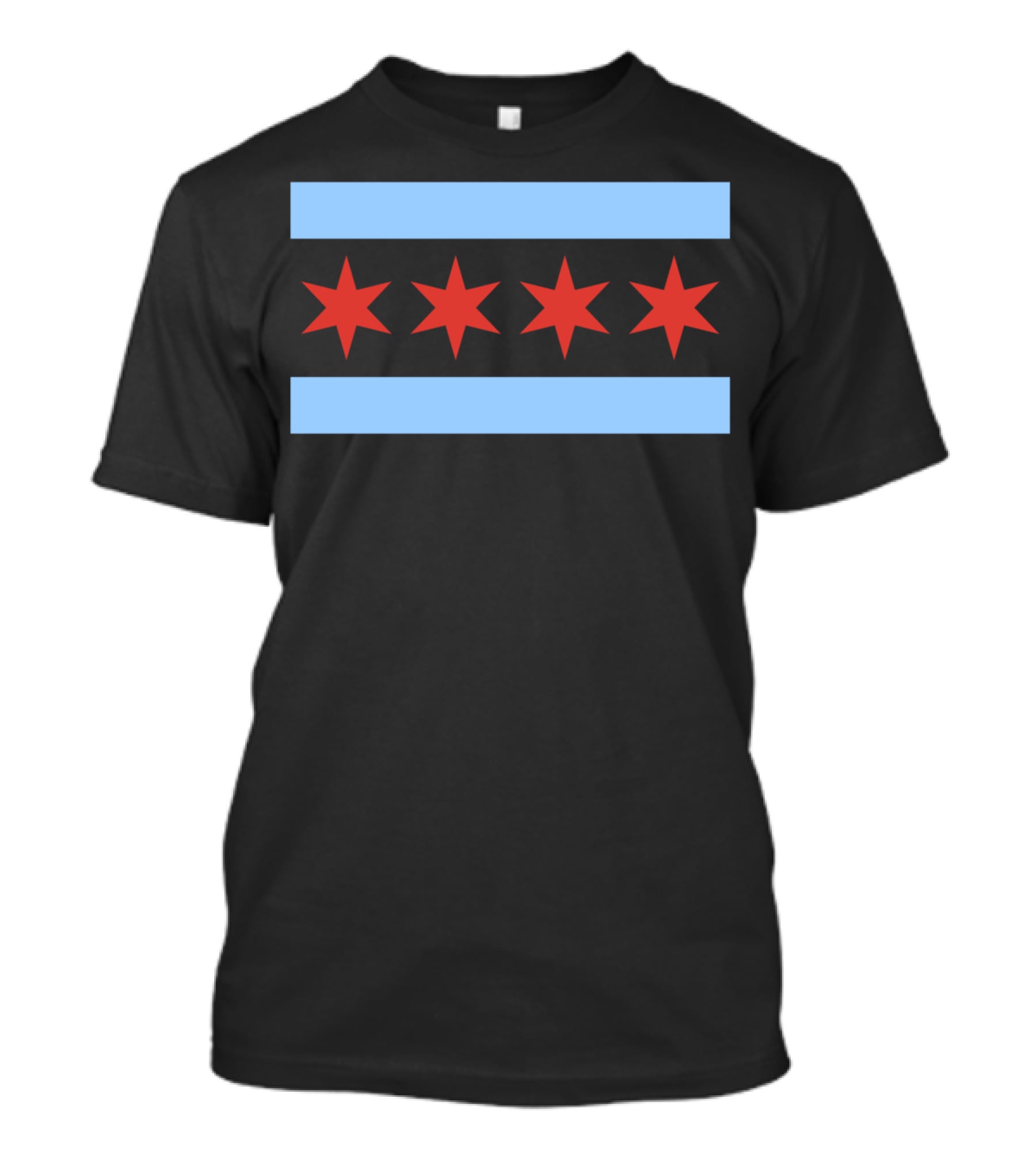 Chicago Flag Classic City Blue Stripes Red Stars T-Shirt
