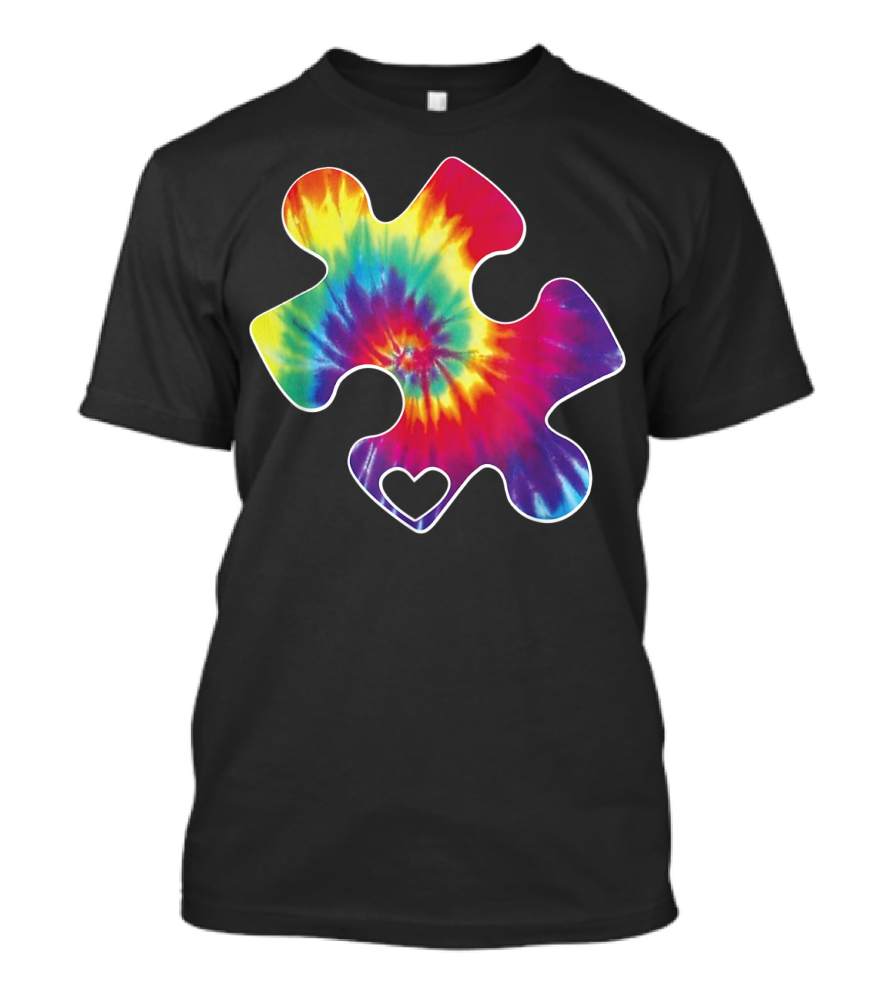 Tie-Dye Puzzle Heart Autism Awareness T-Shirt
