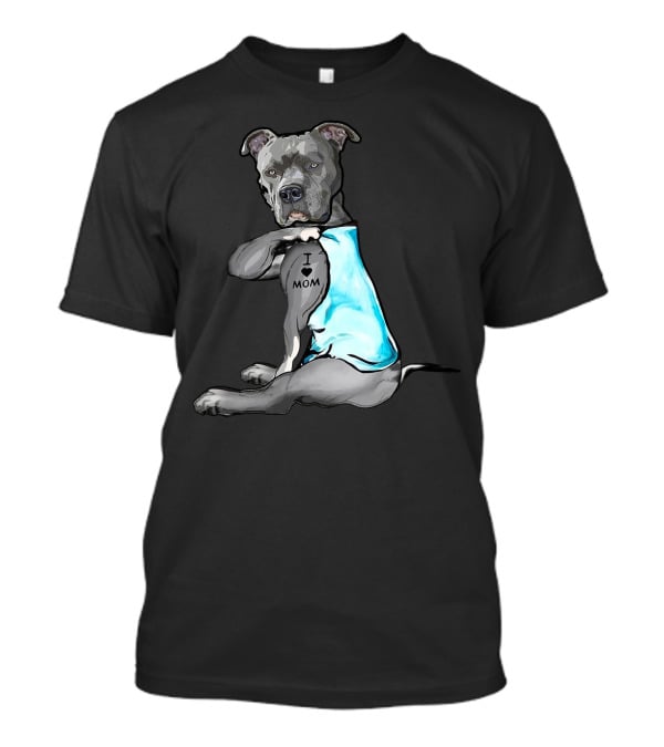 I Love Mom Pit Bull Tattoo T-Shirt