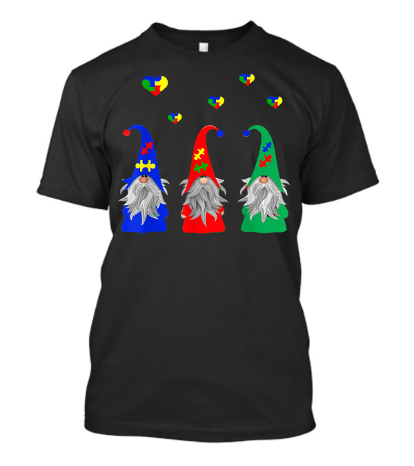 Autism Puzzle Heart Valentine Gnomes Colorful Love T-Shirt