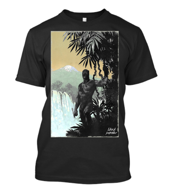 Marvel Black Panther Waterfall Jungle Scene T-Shirt