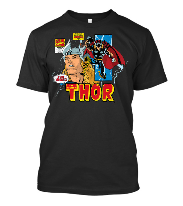 Marvel Comics The Mighty Thor For Asgard Distressed Classic Comic Panel T-Shirt