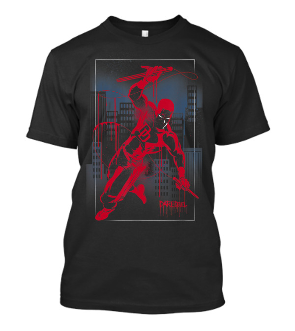Marvel Daredevil Red Graffiti In City Skyline Comic T-Shirt