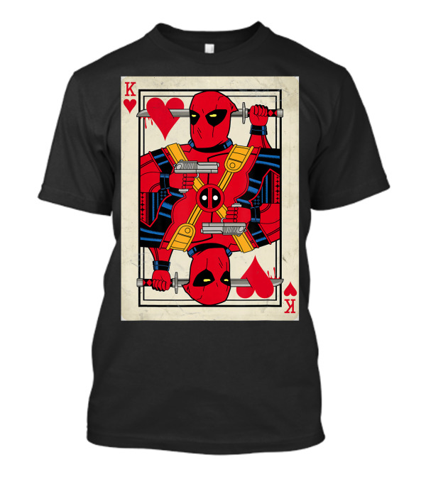 Marvel Deadpool King Of Hearts Playing Card T-Shirt