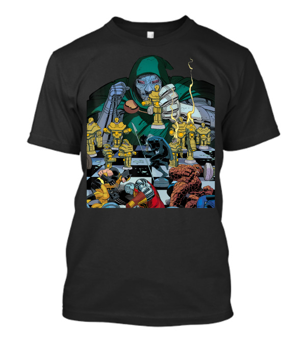 Marvel Doctor Doom Doomwar Chess Strategy With Heroes And Villains Comic Cover T-Shirt