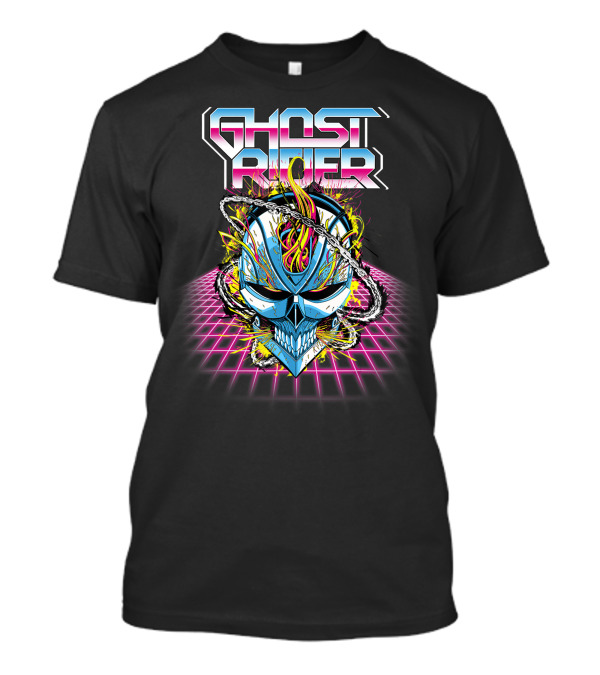 Ghost Rider Marvel Neon Grid Super 80s T-Shirt