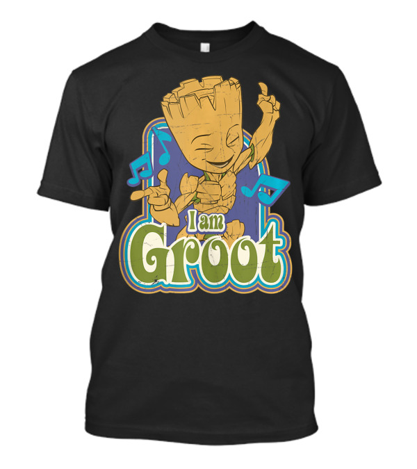 Marvel Guardians Of The Galaxy I Am Groot Vintage Music Notes T-Shirt