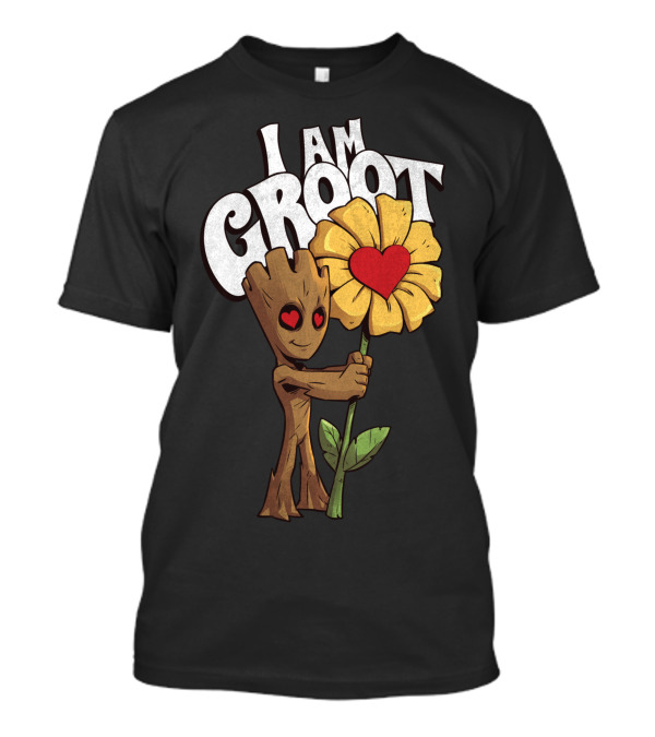Marvel I Am Groot Heart Daisy Valentines T-Shirt