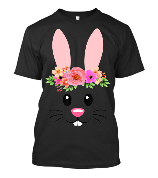 Floral Easter Bunny Face For Girls And Toddlers T-Shirt