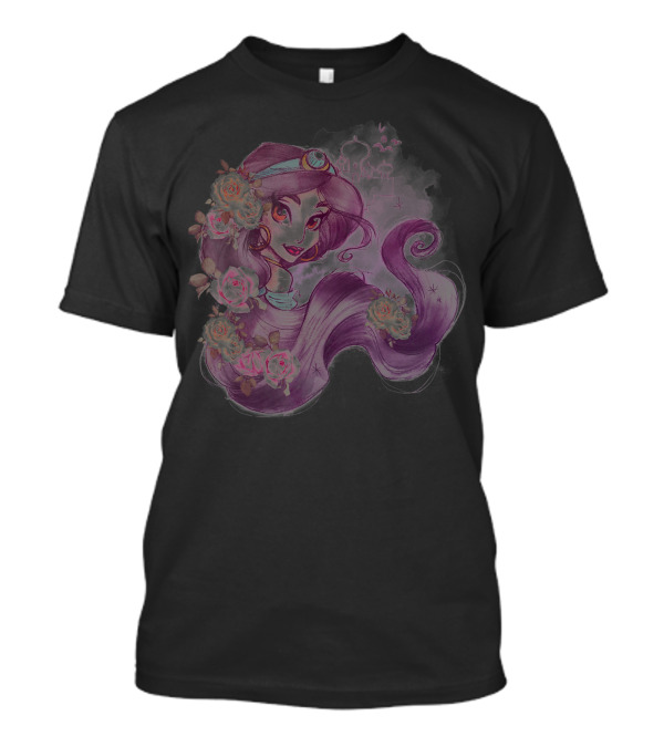 Disney Aladdin Jasmine Watercolor Floral Headshot T-Shirt