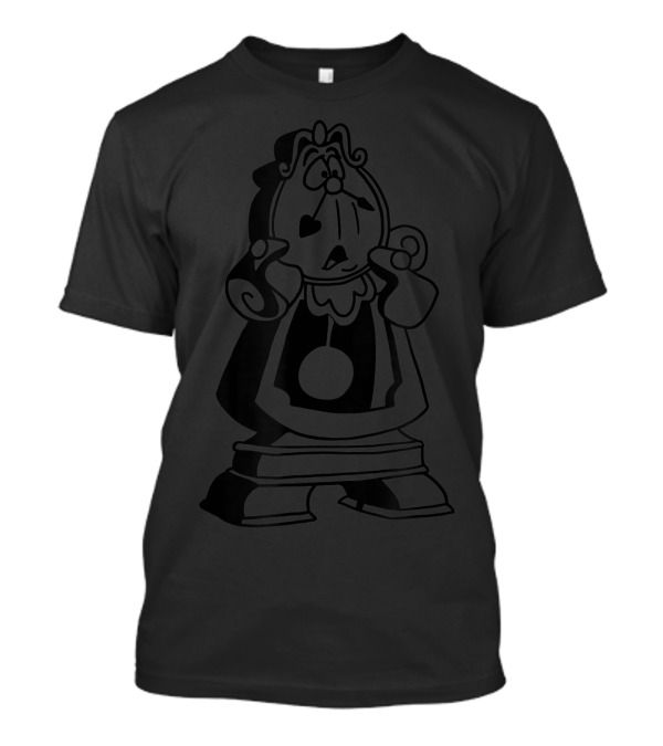 Disney Beauty And The Beast Cogsworth Black Outline Character Image T-Shirt