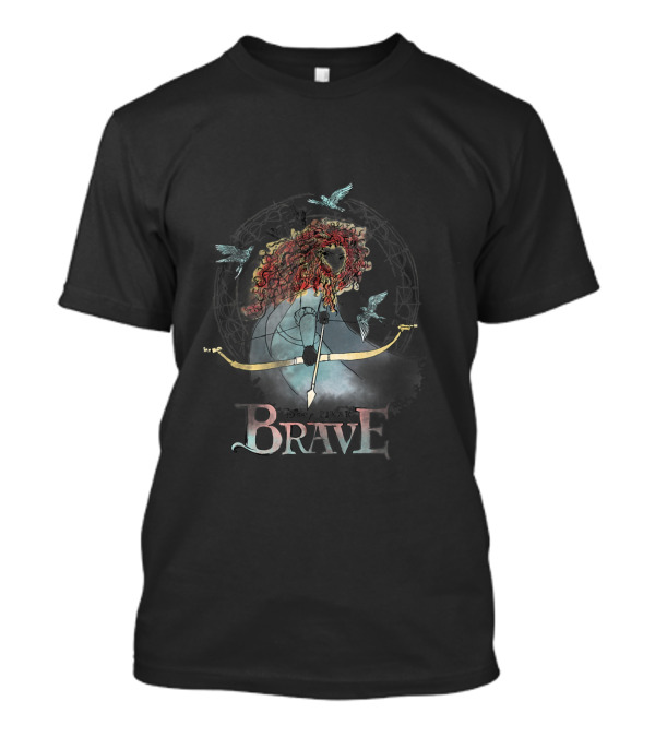 Disney Brave Merida Water Color Sketch Bow And Arrow Circle Birds T-Shirt