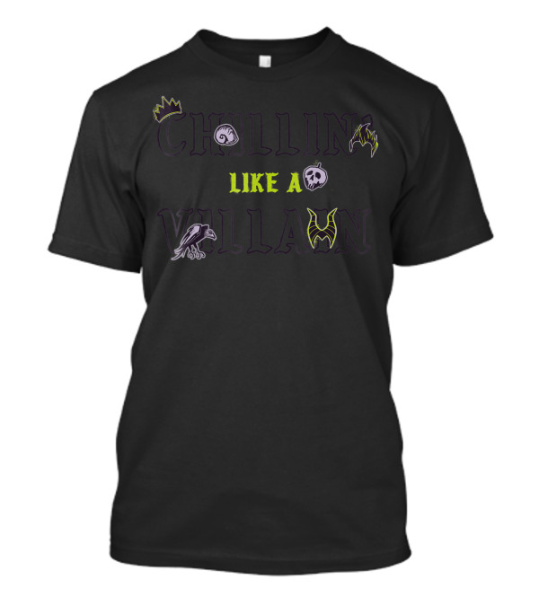 Disney Villain Inspired Chillin Like A Villain Crown Shell Flames Raven Skull T-Shirt