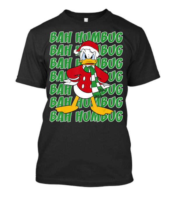 Disney Donald Duck Bah Humbug Christmas Santa Hat And Scarf T-Shirt