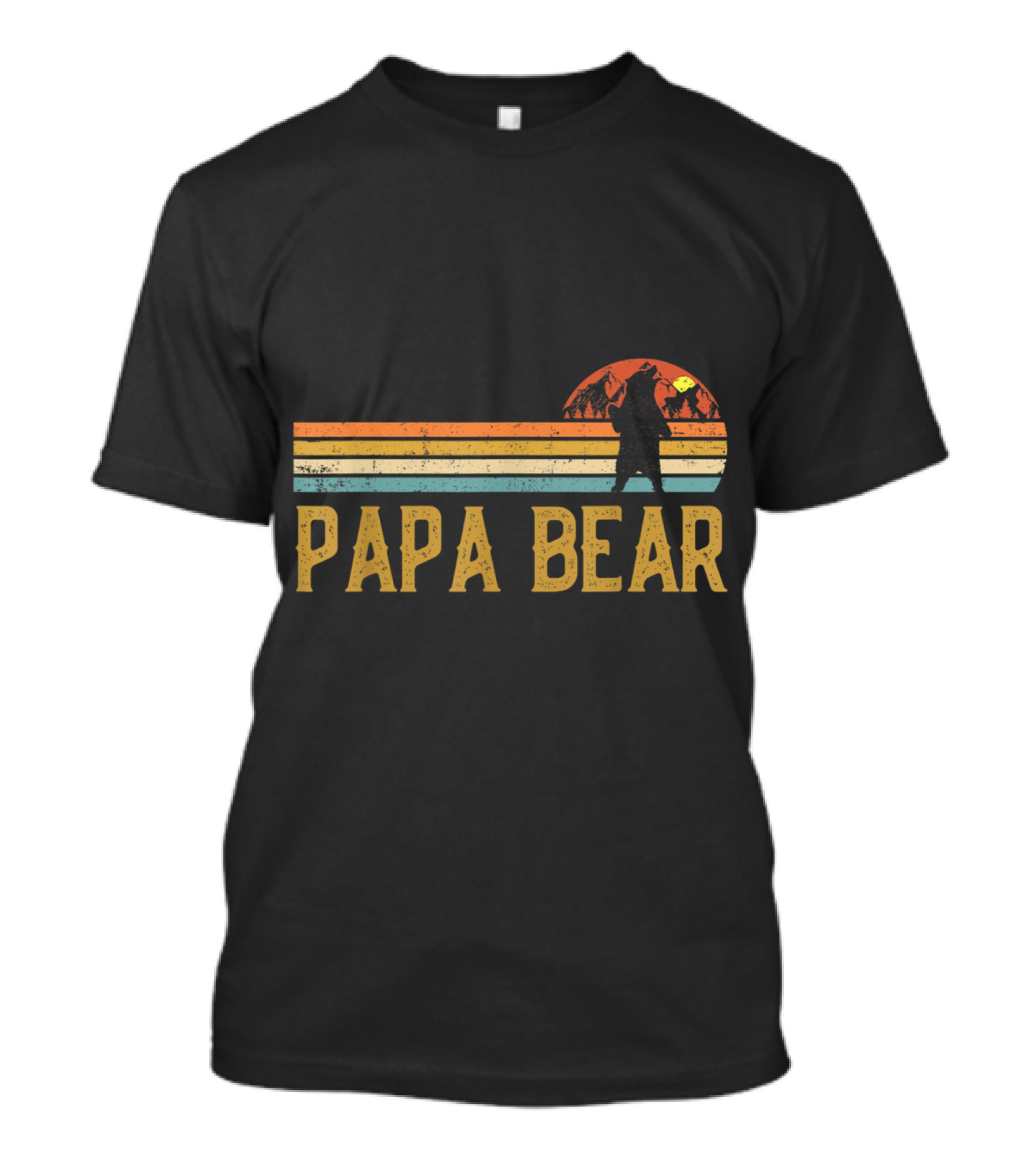 Papa Bear Vintage Sunset Bear T-Shirt