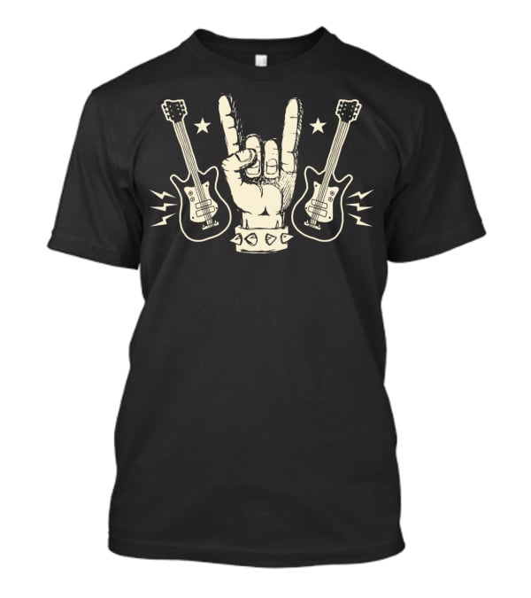 Rock Apparel Classic Band Gesture Metal Hand Sign Electric Guitars T-Shirt