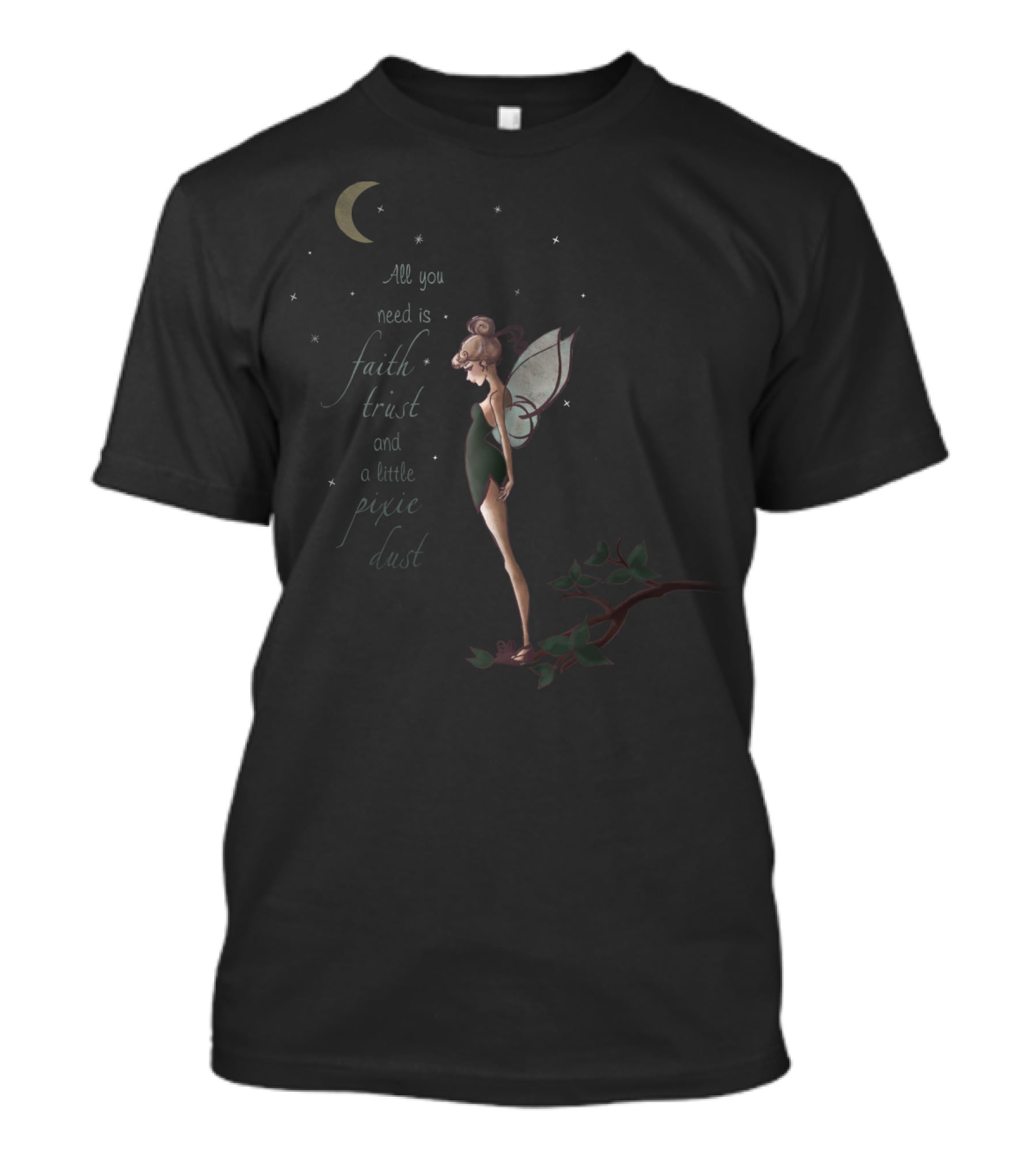 Disney Tinker Bell Faith Trust Pixie Dust Moon And Stars T-Shirt